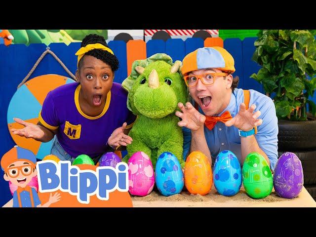 Blippi's Playdate! BRAND NEW Series | Dinosaur Egg Hunt | Vehicle Videos for Kids | Moonbug Kids