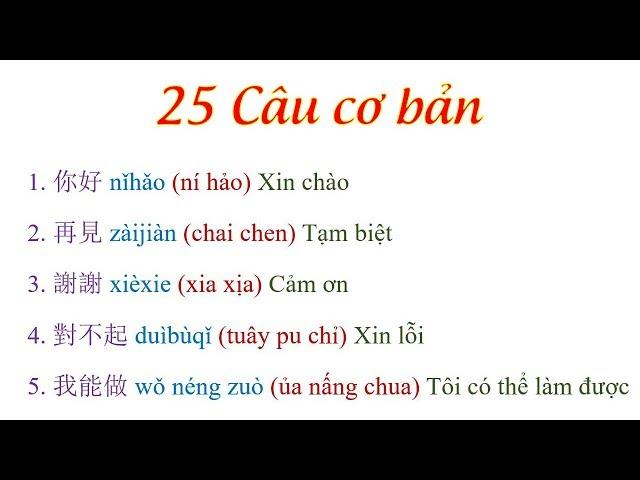 25 câu tiếng Trung giao tiếp cơ bản cần nhớ