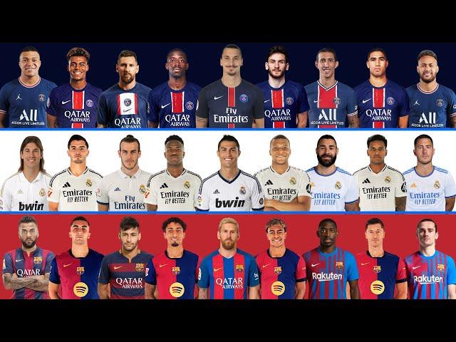 Old New PSG  Old New Real Madrid  Old New Barcelona - Messi Neymar Ronaldo Dembele