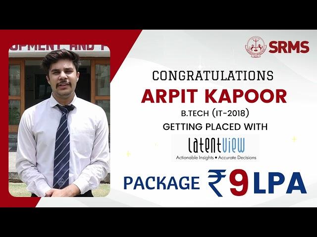 Congratulation to Arpit Kapoor | B.Tech (IT) | Placement Interview |Latent View | Campus Placement