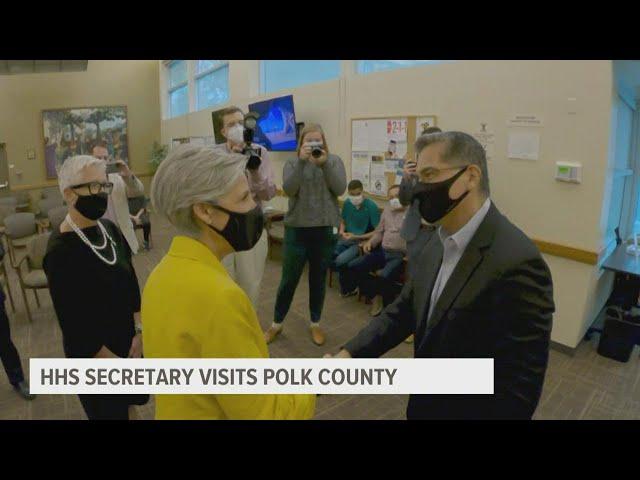 HHS secretary's Polk County visit met with increasing COVID-19 vaccinations, hospitalizations