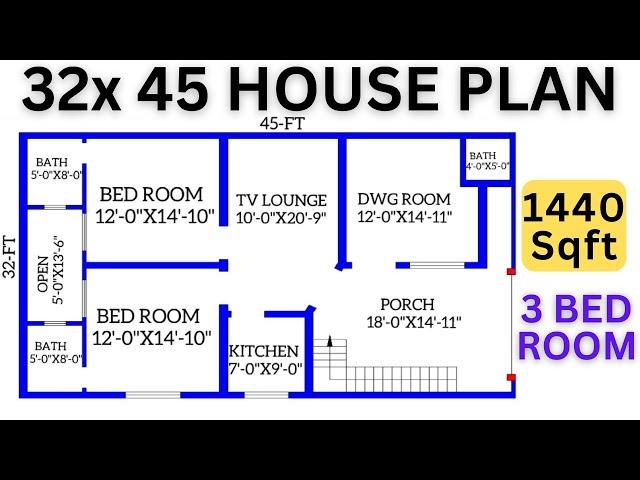 HOUSE PLAN 32x45 DESIGN 1440 SQ FEET,हाउस प्लान 32x45 डिज़ाइन टी,LAYOUT PLAN