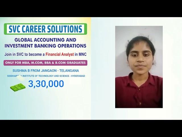 Success Story of Sushma B and Feedback about SVC Career Solutions #financejobs