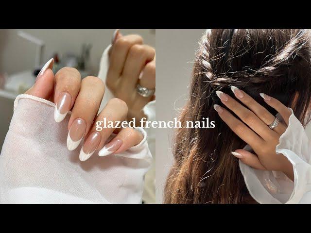 how to do gel nails like a pro | glazed french nails, gel x nails, beginner friendly, tutorial