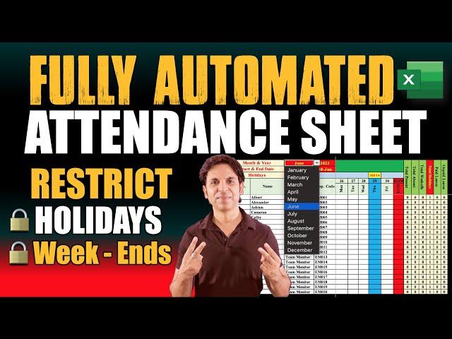 Automated Advanced Attendance Sheet With Holidays / Fully Automated Attendance Sheet English