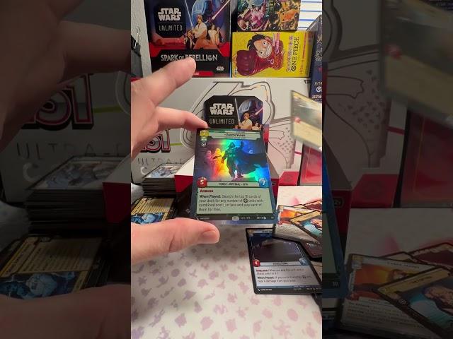 Pulling the super rare Darth hyperfoil full art. Star Wars unlimited tcg #starwars #tcg