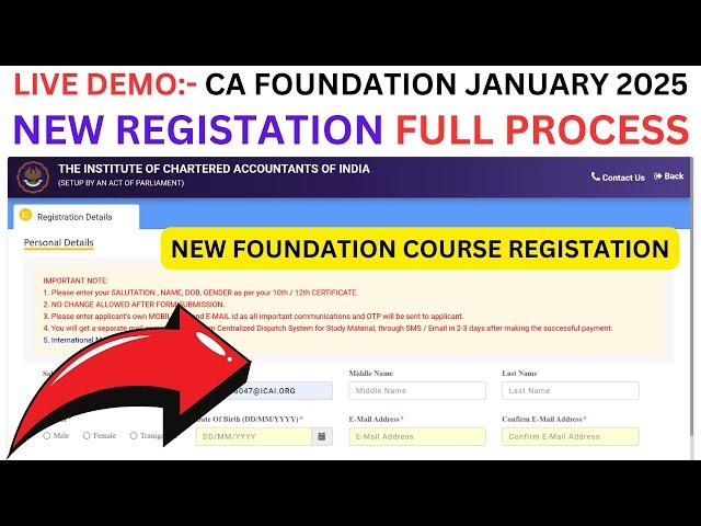 CA Foundation January 2025 Registration Process | CA Foundation New Course Registration Process