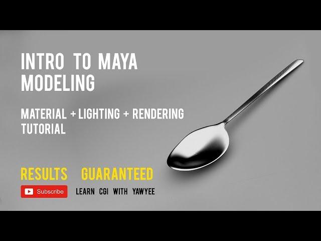 Maya Basic Tutorials - Modeling a Spoon , Material , Lighting & Rendering