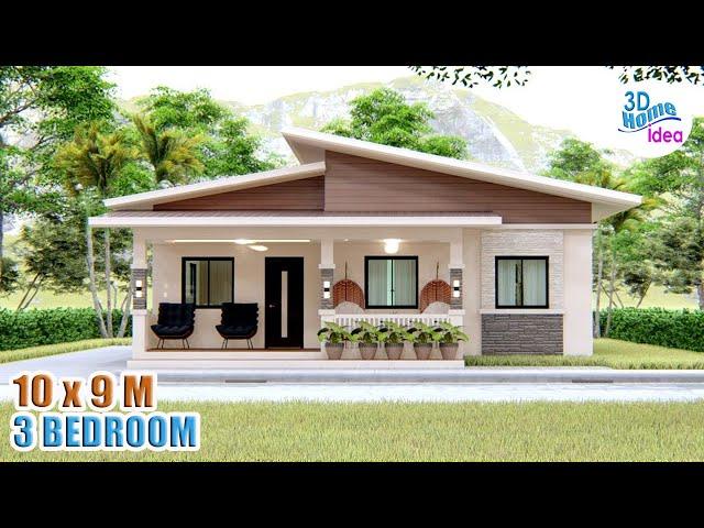 (10 x 9 Meters) Elegant House Design Idea with 3 Bedroom Cozy House