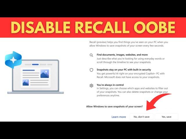 Disable Recall in Windows 11 24H2 (During Installation or OOBE)