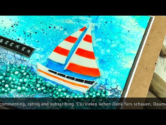 Maritime cardmaking with paper clay and crackle paste