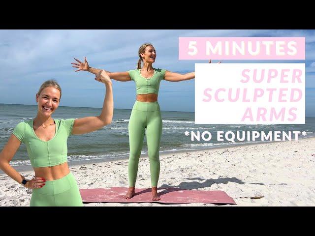 5 MIN SUPER SCULPTED TONED ARMS - Pilates Arm Workout, No Equipment Arm Workout Standing