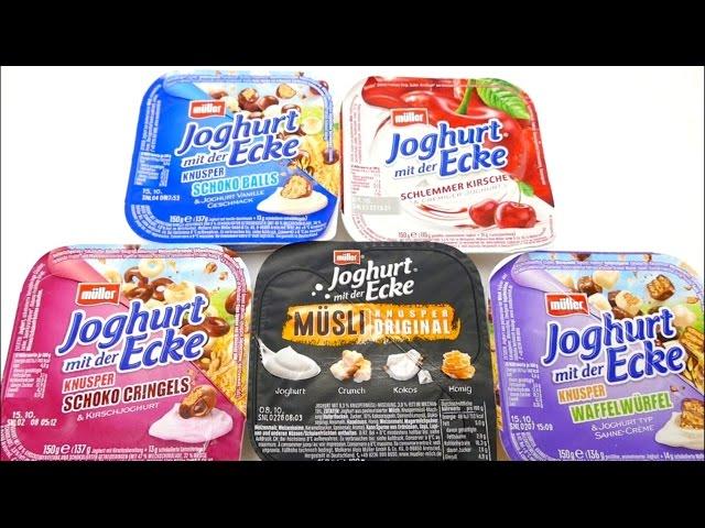 Müller Yogurt Corner Collection - Waffles, Cherry, Chocolate Balls, Cereal &  Schoko Cringels