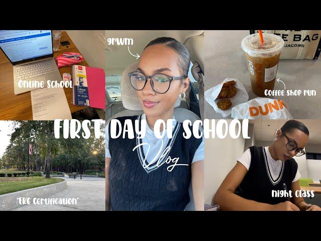 FIRST DAY OF SCHOOL VLOG & GRWM: getting my EKG certification, campus trip, & coffee run! *online*