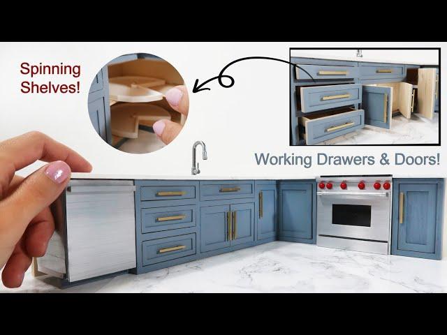 DIY Miniature - Modern Kitchen Cabinets (with working doors and drawers!)