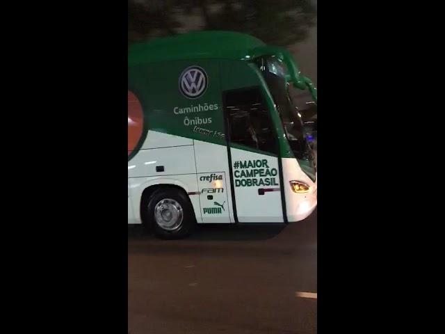 Torcida do palmeiras joga pedra no onibus do time