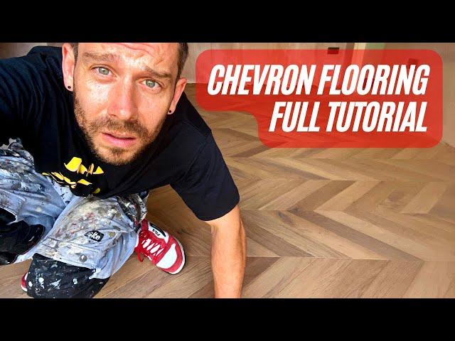 Chevron flooring installation on underlay. Full Tutorial.