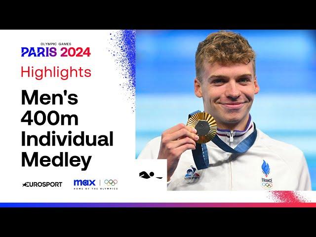 Leon Marchand wins 400m Medley gold with Olympic Record | #Paris2024 #Olympics