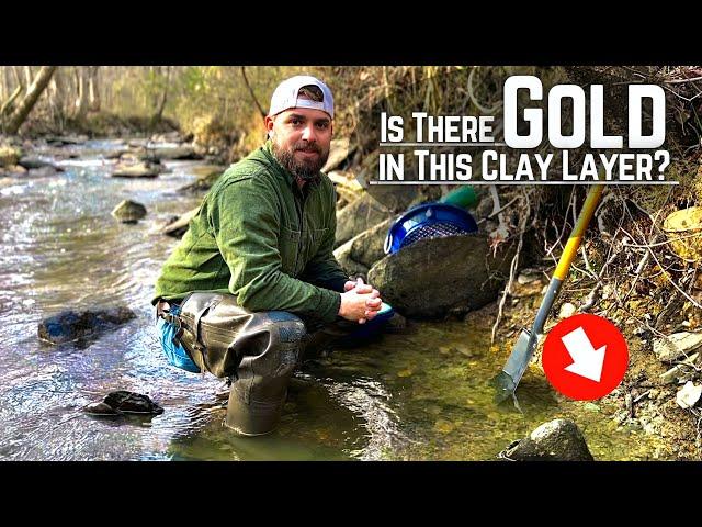 Is there Gold In This Clay Layer! Panning for gold , Gold prospecting North Carolina!