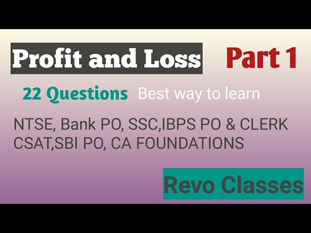 Profit and Loss Question practice |Revo Classes| Short Trick Maths