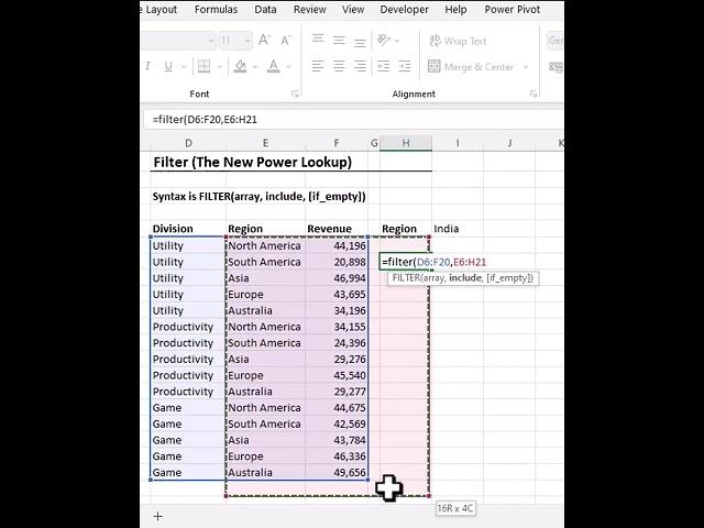 FILTER FUNCTION IN EXCEL