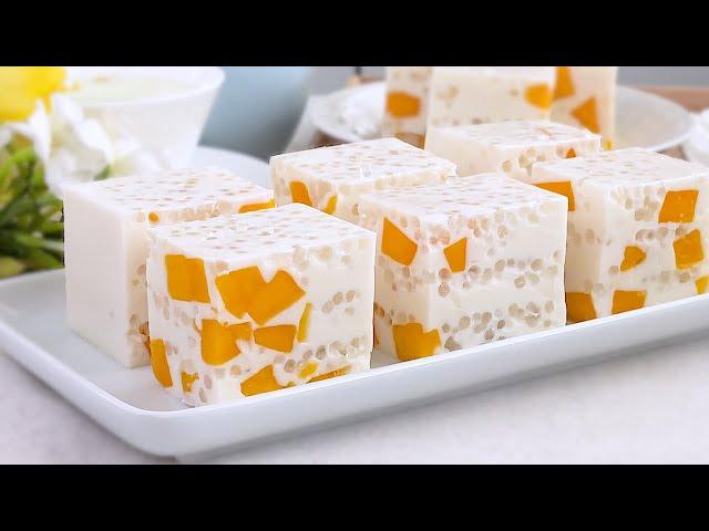 Mango Sago Agar-agar Jelly Pudding | Agar-agar Recipes | 芒果西米燕菜糕果冻布丁