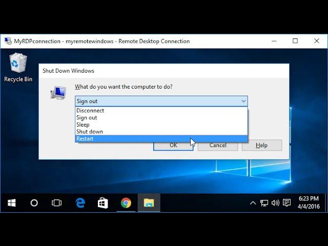 How to easily shutdown or restart Windows over Remote Desktop Connection