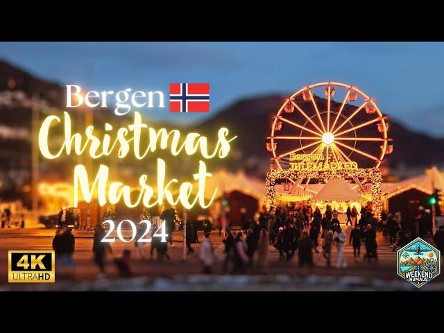 Bergen’s Christmas Market Sparkles with the Season’s First Snow -  Julemarked 2024  [4K]