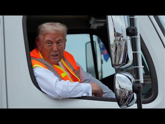 Donald Trump rides in ‘big, beautiful’ garbage truck after Biden’s attack on his supporters