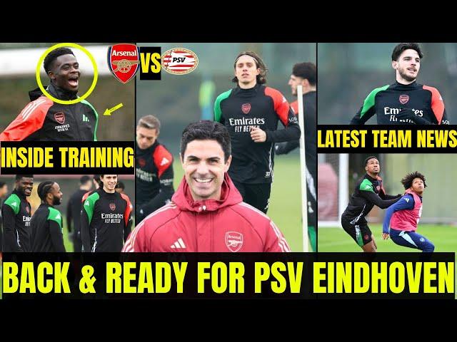  INSIDE TRAINING TODAY | Martinelli & Saka Back on Grass, TRAINS Ahead Of PSV UCL Clash, Good News