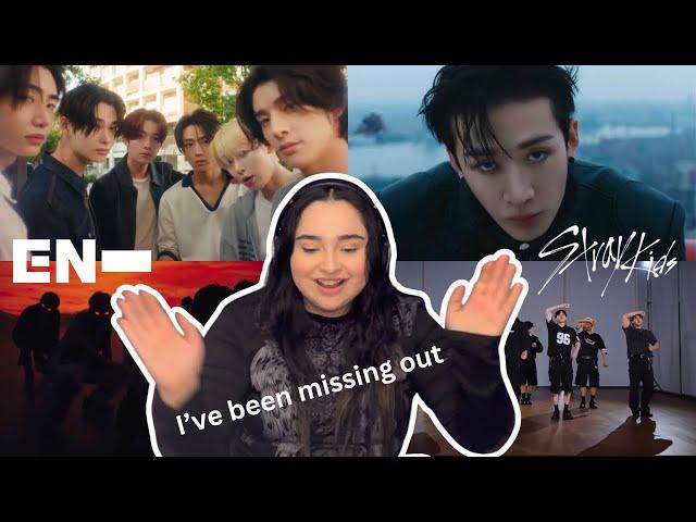 FIRST TIME REACTING TO K-POP GROUPS (ENHYPEN + STRAY KIDS)