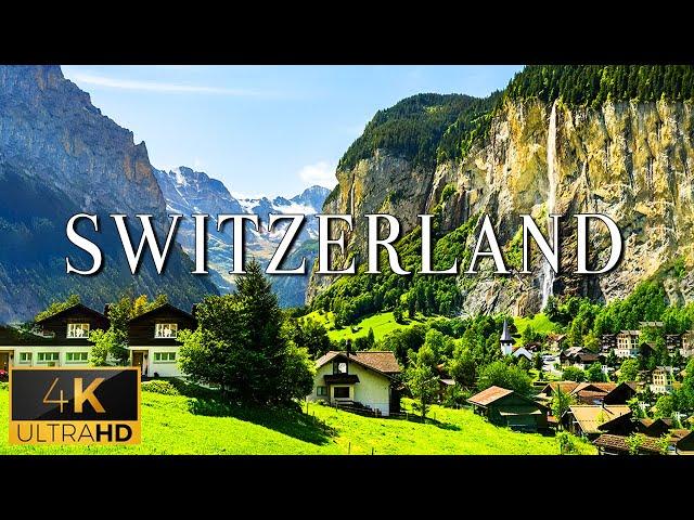 FLYING OVER SWITZERLAND (4K UHD) - Relaxing Music With Stunning Beautiful Nature (4K Video Ultra HD)