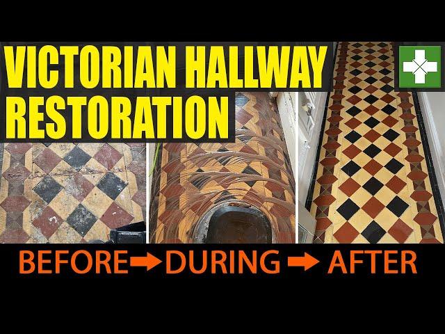 Vinyl Covered Victorian Tiled Hallway Floor Restored in Warwick