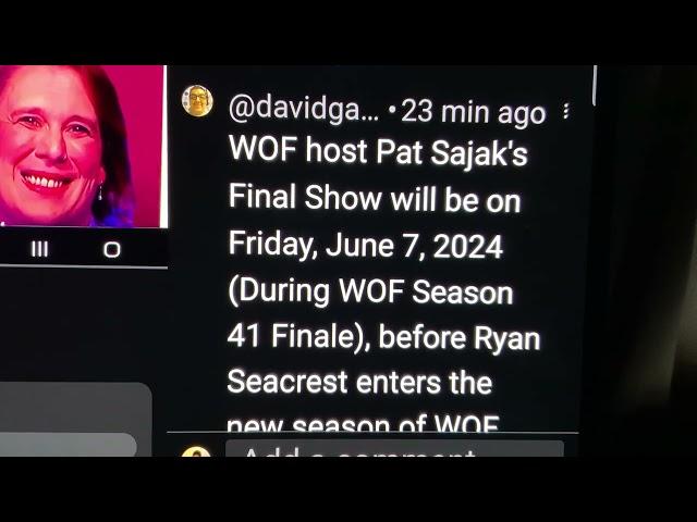PAT SAJAK’S FINAL SHOW AS HOST OF WHEEL OF FORTUNE IS FRIDAY JUNE 7, 2024 BEFORE RETIRING️