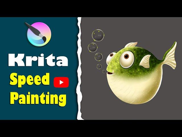 Adorable Puffer Fish Digital Drawing Tutorial | Krita Art | Draw With Pallab