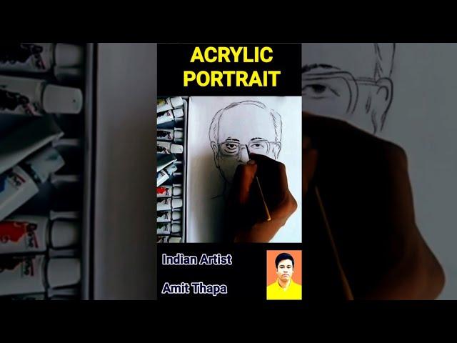 Portrait Drawing | Acrylic Portrait Painting | #Shorts #BackToBasics by Amit Thapa