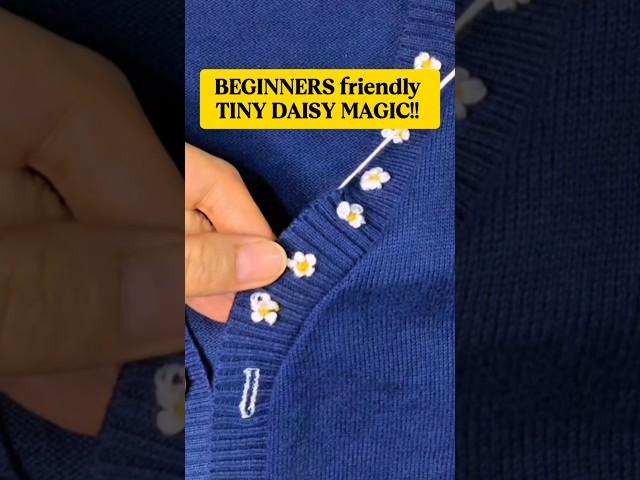 Quick & Easy for Beginners | How to Embroider Tiny French Knot Flowers #shorts #sewing  #needlework