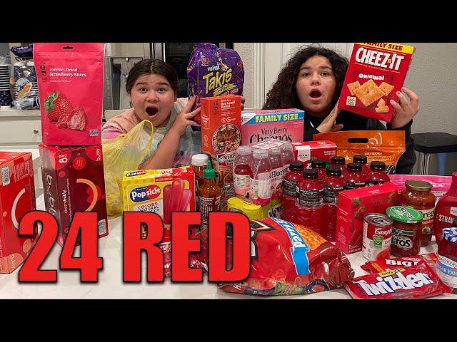 24 HOURS EATING ONLY RED FOOD CHALLENGE