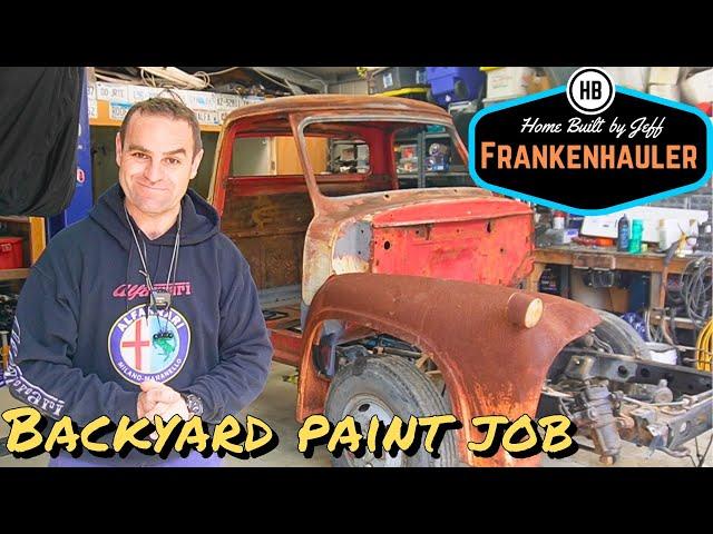 Backyard spray painting - 1954 Ford F600 Car Hauler Build part 15