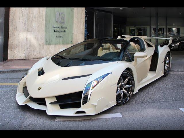 White Lamborghini Veneno Driving & exhaust sound !!!