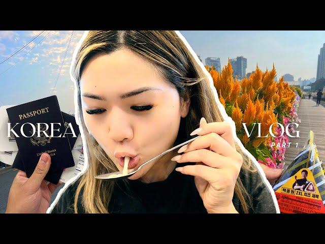 KOREA TRAVEL VLOG: flying from sfo to seoul, first meal in hongdae, exploring our airbnb