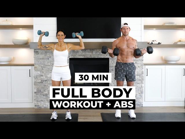 30 Min FULL BODY Workout at Home with Dumbbells + Abs