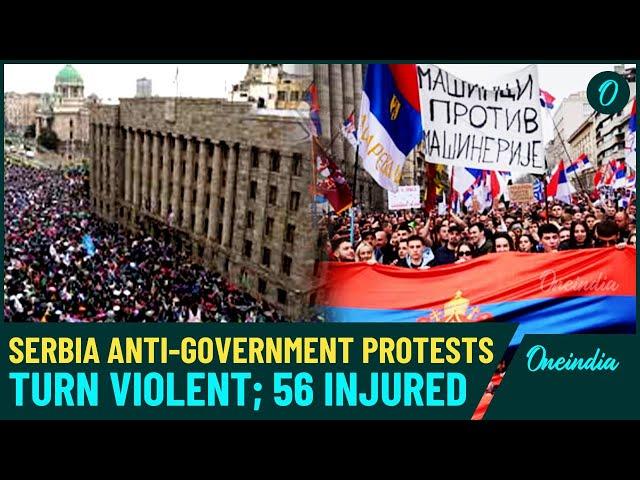 Serbia Protests | 325,000 Protesters Storm Streets Over Deadly Railway Collapse; 56 Injured | VIDEO