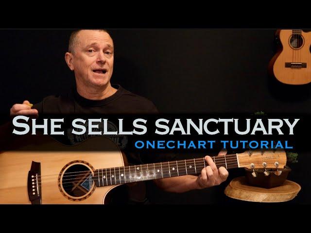 She Sells Sanctuary The Cult solo acoustic guitar tutorial [free tab]