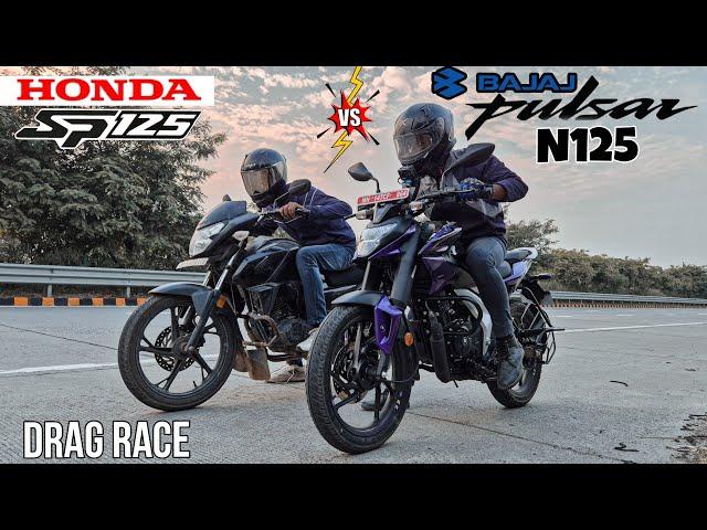 Newly launched || Bajaj Pulsar N125 vs Honda SP125 || DRAG RACE || top end battle