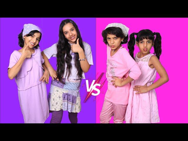 قضينا يوم كامل بالون البنفسجي  ضد الوردي 🩷 !Pink vs Purple food whole day