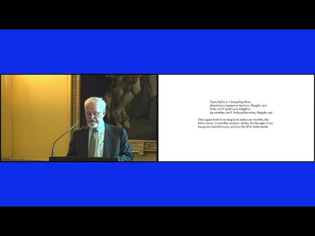 Clark Lectures 2025: Professor Gordon Braden.  Sappho: A New Look Back