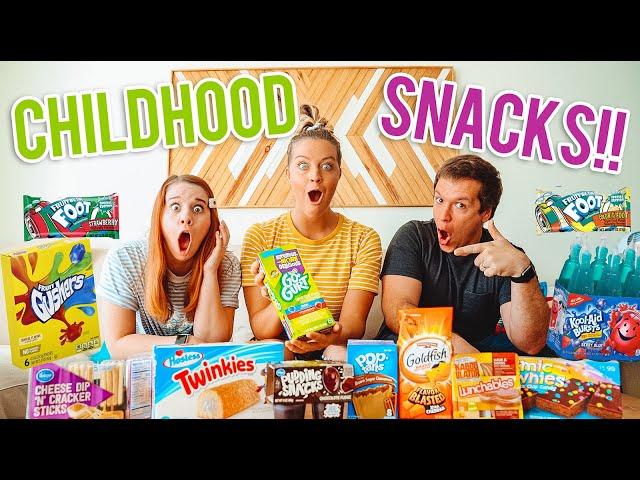 TRYING CHILDHOOD SNACKS WITH TheJoshAndMelissa!! (90's SNACKS)