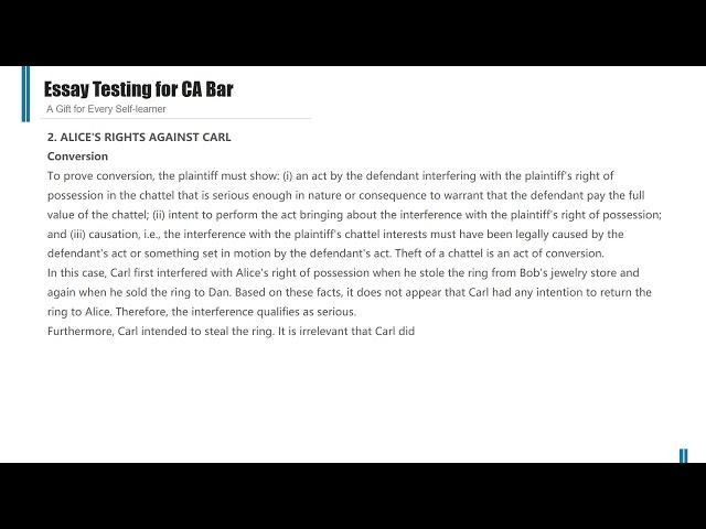 Essay Testing for California Bar Exam (Remedies) Q7 July 1986