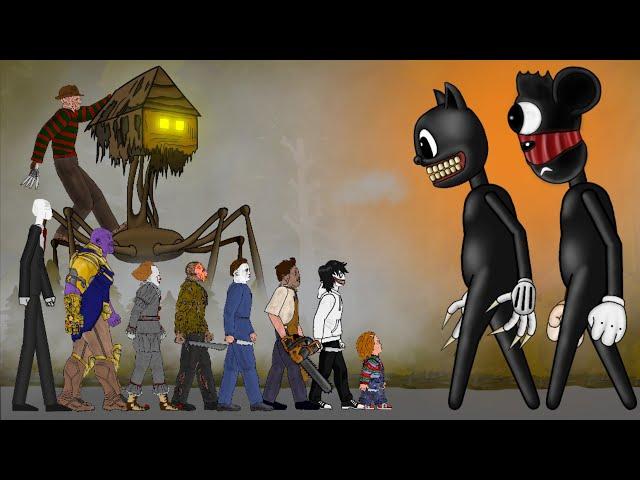 Cartoon Cat vs Cartoon Mouse vs House Head vs SLENDERMAN, Jason, Freddy, Pennywise, Michael + More